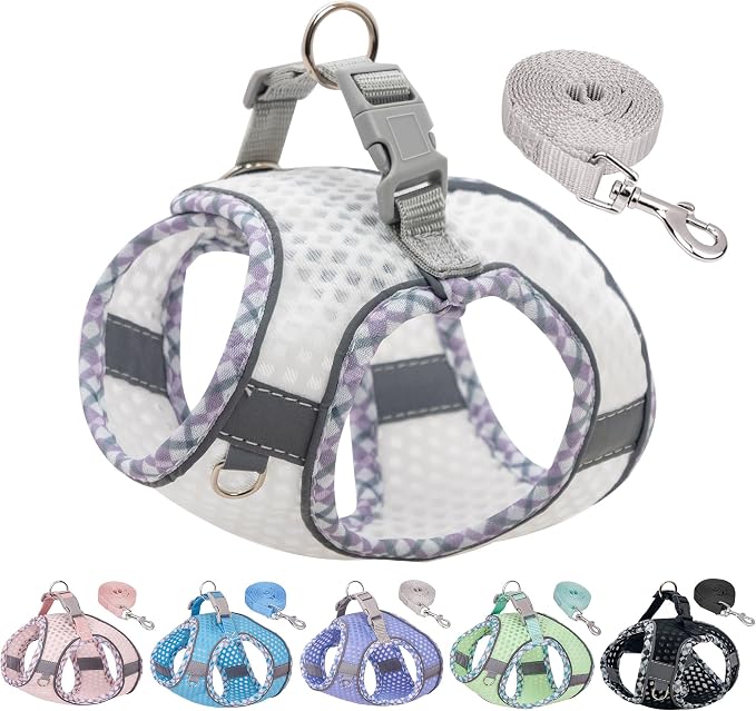 Tiny Dog Harness, All Weather Diamond Mesh, Reflective Stripes | No Pull Step in Lightweight Vest Harness for Puppy, Small Dogs and Cats White XXXS by PetSuppliesManufacturer
