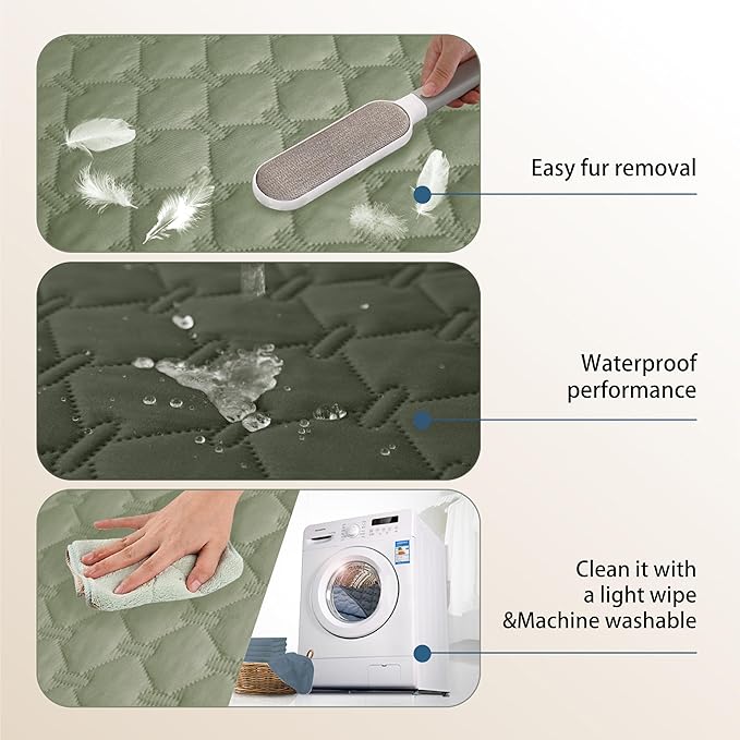gogobunny Waterproof Blanket, Couch Covers for Dogs, Reversible Protector | 3X Stronger Leakproof, Scratch Proof Durable Furniture Protection, Stain Resistant, Washable, 30x70 Inch Dark/Light Olive - Image 7