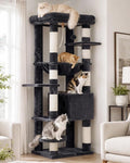 Heybly Cat Tree for Large Cats, 20lbs Heavy Duty, 60 inches HCT050G | Cat Tower for Indoor Cats with Big Padded Plush Perch, Multi-Level Furniture Condo with Cozy Basket, Smoky Gray by HEYBLY