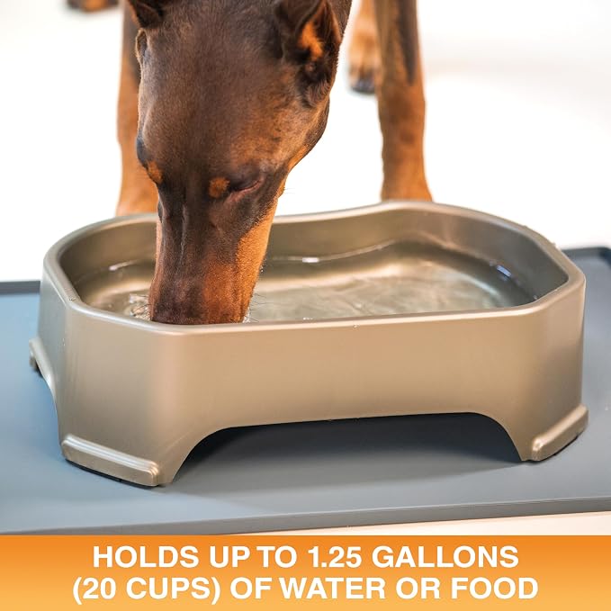 Neater Pet Brands Extra Large Water Bowl for Dogs, Outdoor Dog Water Bowl (1.25 Gallon XL Capacity), Big Trough Style Food Dish for Indoors or Outside, No Spill Large Dog Bowls, Champagne - Image 2