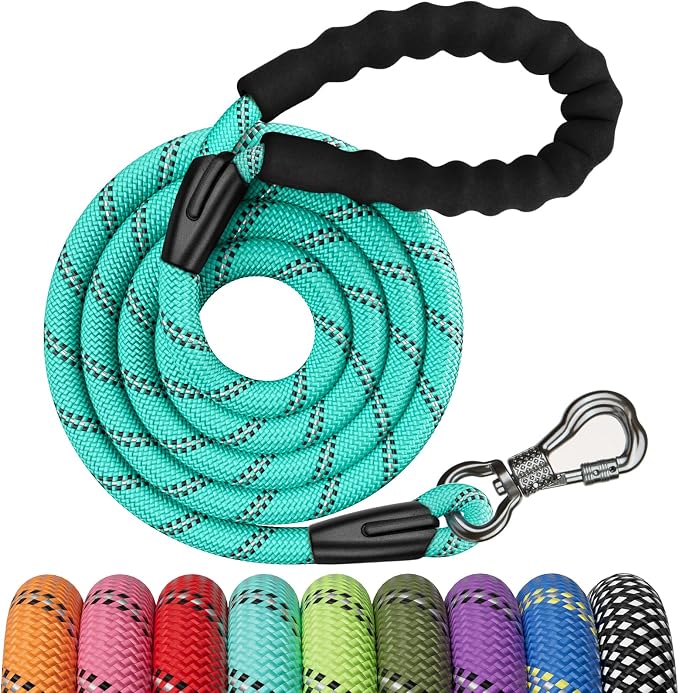 NTR 8FT Heavy Duty Dog Leash, Rope Dog Lead with Swivel Lockable Hook and Comfortable Padded Handle, Cat Puppy Leash Lead for Small Medium Large Dogs Training, Playing, Camping,or Backyard by NTR