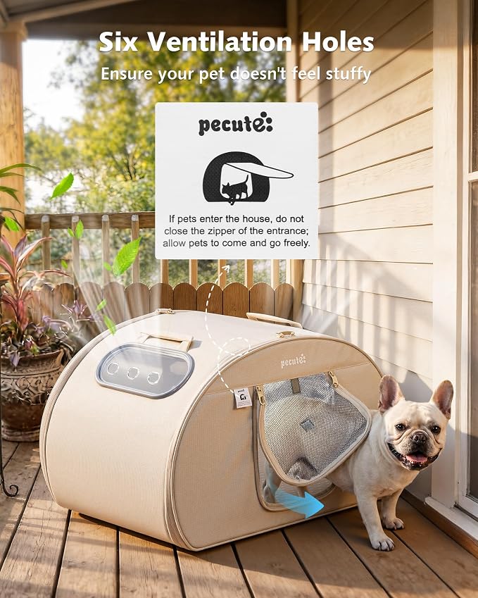 Pecute Cooling Dog House,with Cooling Mat for Small Dogs,Cat Bed,L,Cream | 6 Ice Packs for Cooler,Aluminum Film Insulation System,Breathable, Cool, Safe, and Sturdy AC Room for Cats in Hot Summer Days - Image 6