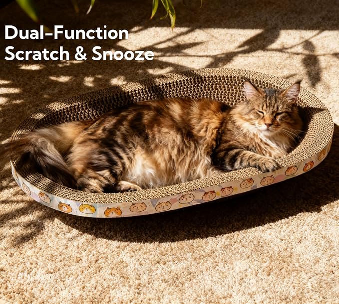 3 Pack Large Cat Scratcher Cardboard, Oval Cat Scratcher Bed Cat Scratch Pad Board Lounge Couch for Indoor Cats Bowl Shaped Cat Scratching Post Nest for Cats Grinding Claw Furniture Protector - Image 4