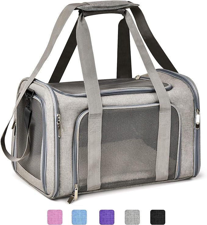 Henkelion Large Cat Carriers Dog Carrier Pet Carrier for Cats Dogs Puppies up to 25Lbs, Big Dog Carrier Soft Sided, Travel Puppy Carrier - Large - Grey by Henkelion