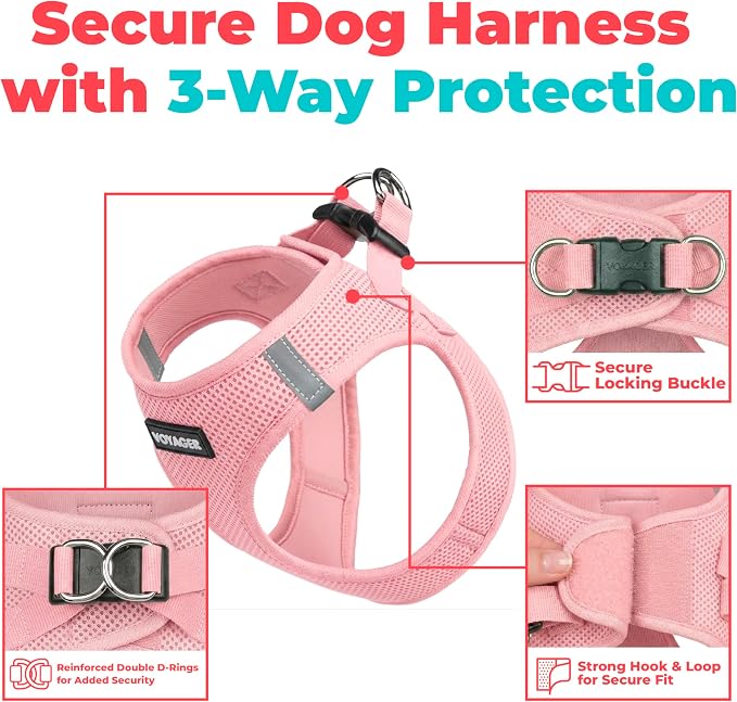 Voyager Step-in Air Dog Vest Harness - Pink, XXX-Small | 11 - 12" in Chest, Reflective Bands, All Weather Breathable Air Mesh, Cats Compatible, Lightweight, Fast Drying - Image 2