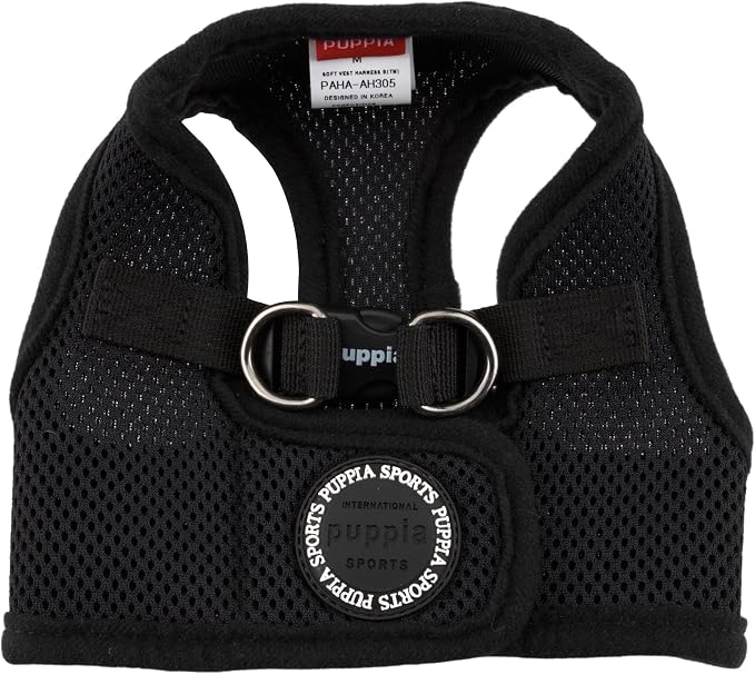 Puppia Soft Vest Dog Harness - Black - Medium - Image 2