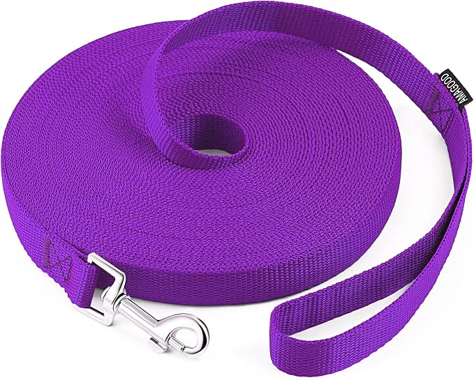 AmaGood Dog/Puppy Obedience Recall Training Long Dog Leash- 20 feet 30 feet 50 feet 15 feet Long Leash for Dogs Training,Recall,Play,Safety,Camping (Purple, 20 Foot (Pack of 1)) by DOGLEASH