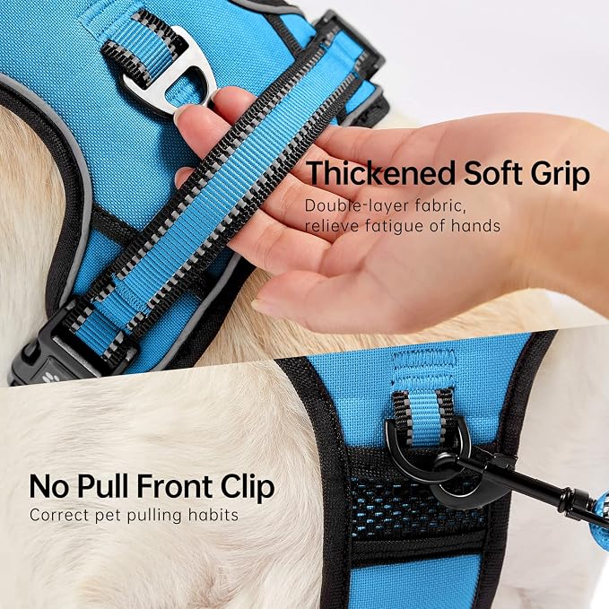 NESTROAD No Pull Dog Harness,Adjustable Oxford Dog Vest Harness with Leash,Reflective No-Choke Pet Harness with Easy Control Soft Handle for Large Dogs(Large,Blue) - Image 5