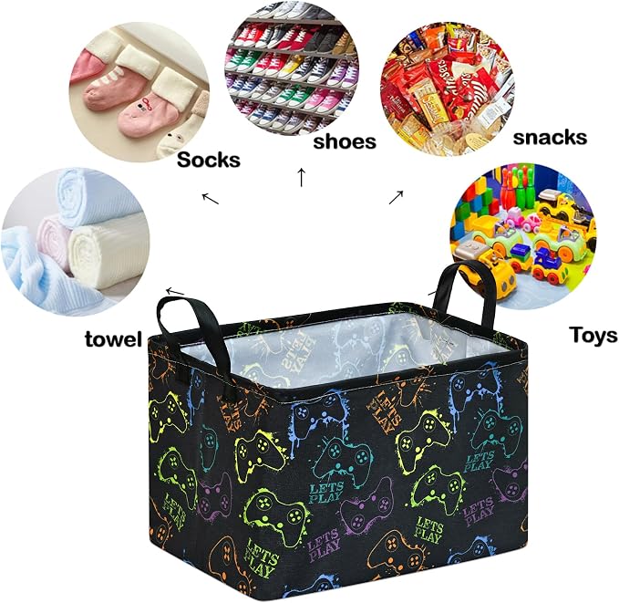 Rectangular Game Basket Storage for Boys toy Box kids Room Decor | Waterproof collapsible storage box,Rectangular Game Storage Basket,Kids toy Laundry Hamper Storage Basket Room Decor(Game) - Image 7