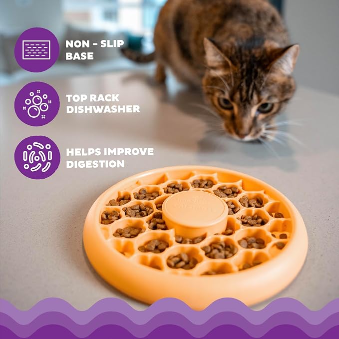 Catstages Slow Feeder Bowl & Treat Puzzle Cat Toy, Aids Digestion, 6.6" | Holds 1/2 Cup of Wet or Dry Food, 30 Treat Compartments, Non-Slip Base, Easy Clean, No BPA, Enrichment, Indoor Cats & Kittens - Image 4
