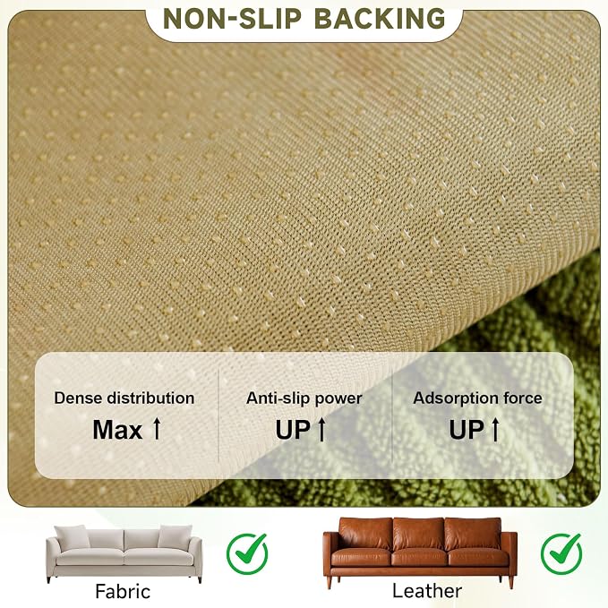 OTOB Couch Covers for Sofa Washable Anti Slip Furniture Protector, 1 Piece | Matcha Green, 27.6"x82.7", Soft Plush, All Seasons, Breathable, Modern, Wear-Resistant, Couch Cover for Dogs, Fade Resistant - Image 5