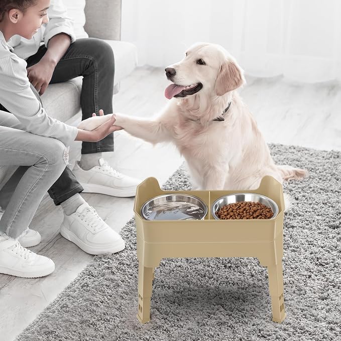 3-in-1 Elevated Dog Bowls with Adjustable Stand, Slow Feeder & 2x56oz Bowls - Image 7