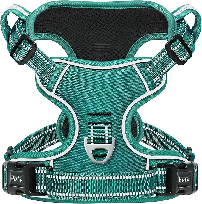 HEELE Dog Harness for Large Dogs No Pull Dog Vest Harness for Large Dog with Soft Padded Handle Reflective for Outdoor Training, Grass Green, XL | Front Clip for Large Dog Harness, 2 Metal Rings with Handle, Adjustable, Soft Breathable Padded Pet Vest ... by HEELE