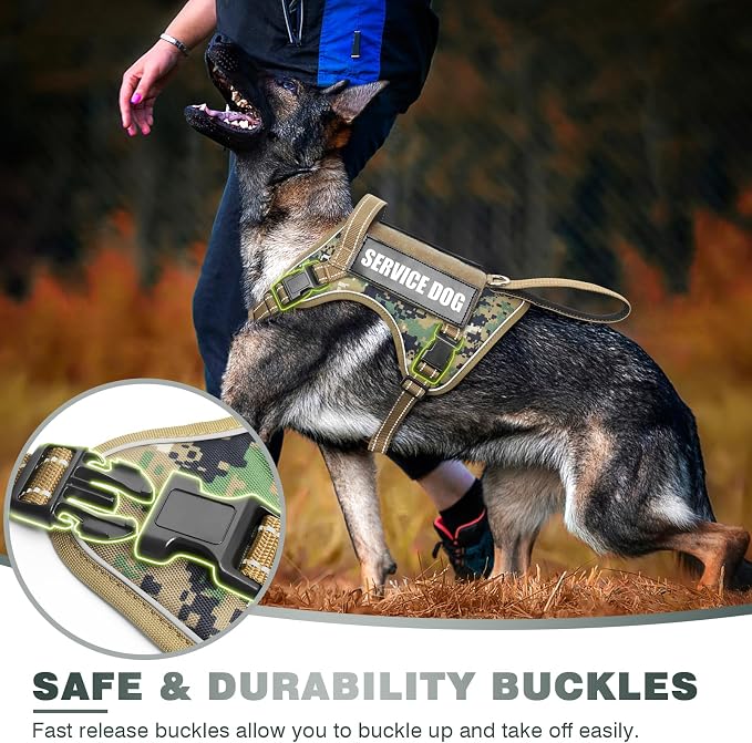 Tactical Dog Harness, No Pull Dog Harness for Medium Large Dogs with Handle & Molle, Military Service Dog Vest Harness in Training Pet Harness for Small Dogs - Image 4