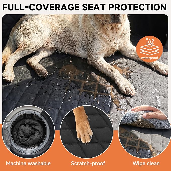 Snagle Paw Dog Car Seat Cover & Back Seat Extender,31"Super High Pet Barrier with Anti-Slip Hard Bottom Hammock Holds 440lbs,Water-Resistant Car Seat Protector for SUV,Trucks,Easy-Clean,Patent Pending - Image 4