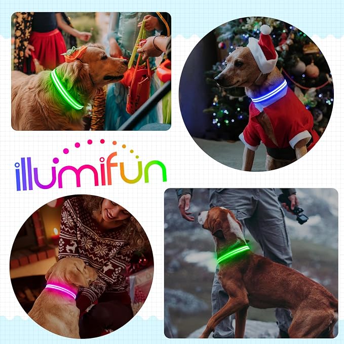 Illumifun LED Dog Collar Rechargeable Light Up Dog Collar Glow in the Dark, Flashing Lighted Glow Collars for Small Medium Large Dogs Night Walking (Blue, Large) - Image 6