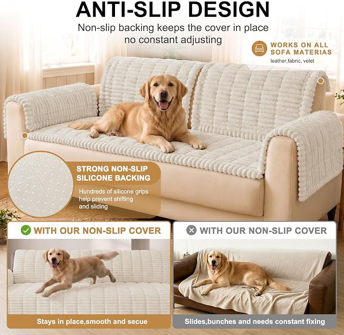Smiry Couch Cover for Dogs, Non Slip Washable Sofa Protector for Pets | Soft Furniture Cover for Leather & Fabric Couches, Cozy Protect Against Fur, Dirt & Messes, Pet Friendly, 27.6"x59" - Image 10