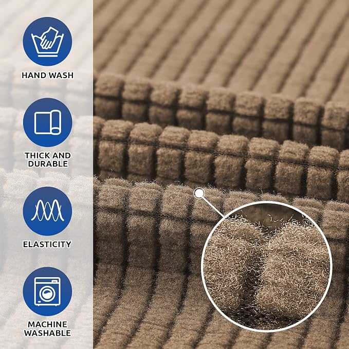KEKUOU Stretch Oversized Couch Covers for Sofa Slipcover,Camel | 1-Piece Washable Sofa Cover (94"-110") 4-Seater Furniture Protector, Soft Jacquard Non-Slip Elastic Bottom for Dogs & Kids - Image 5