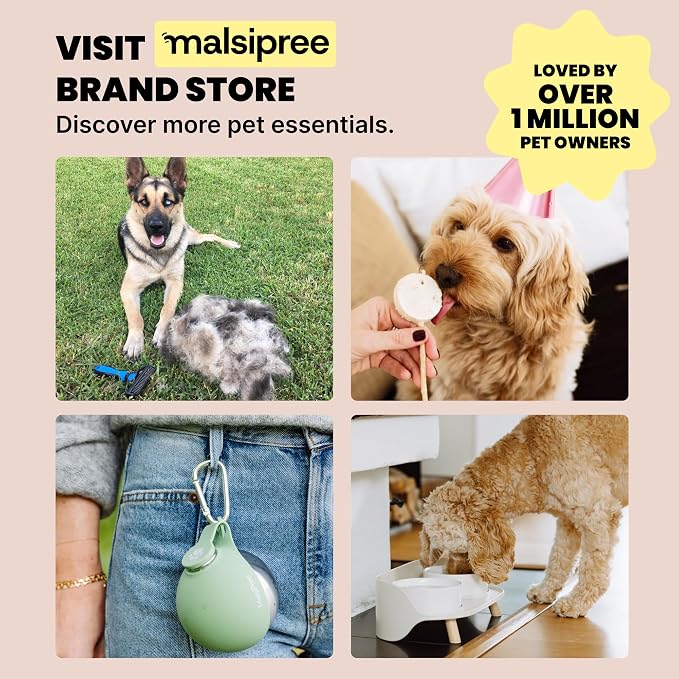 MalsiPree Dog Water Bottle Dispenser - 12 oz Navy Blue, Leak-Proof | 12oz leak-proof bottle & bowl - one-hand use - Use for dog walks, travel, hiking, park & beach days - Image 10