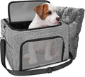 SlowTon Dog Car Seat - with Reinforced Metal Frame for Pets up to 15lbs | Safe Pet Car Seat with Safety Belt & Waterproof Pee Pad & Top Cover, Portable Collapsible Puppy Carrier Bag for Small Dogs by SlowTon