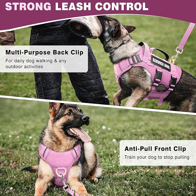 Service Dog Vest Harness for Medium Dog, Tactical Working MOLLE Vest with 10 Pet Patches, No Pull Heavy Duty Harness for Training Walking - Image 4