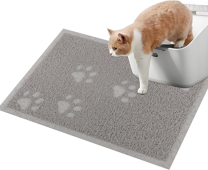 Darkyazi Cat Litter Box Mat for Floor Litter Trapping Mat Non-Slip Backing, Scatter Control, Easy Clean, Water Resistant, Soft on Paws (15.75" x 11.75",Gray Sand) by DARKYAZI