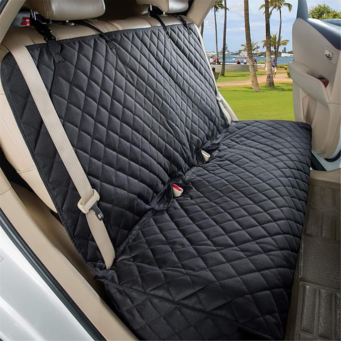 VIEWPETS Bench Car Seat Cover Protector, Waterproof Heavy-Duty, Black | Nonslip Dog Back Seat Cover Protect from Mud, Spills, Scratches, Machine Washable, Universal Fit for Vehicles, Trucks&SUVs - Image 2