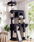 Globlazer Heavy Duty Cat Trees for Large Cats, Sturdy 72in Maine Coon Cat Tree for Large Cats 20 lbs+ Heavy Duty Cat Tower for Adult Biggest Cat with 6 Scratching Posts, Hammock, S72, Smoky Gray by Globlazer