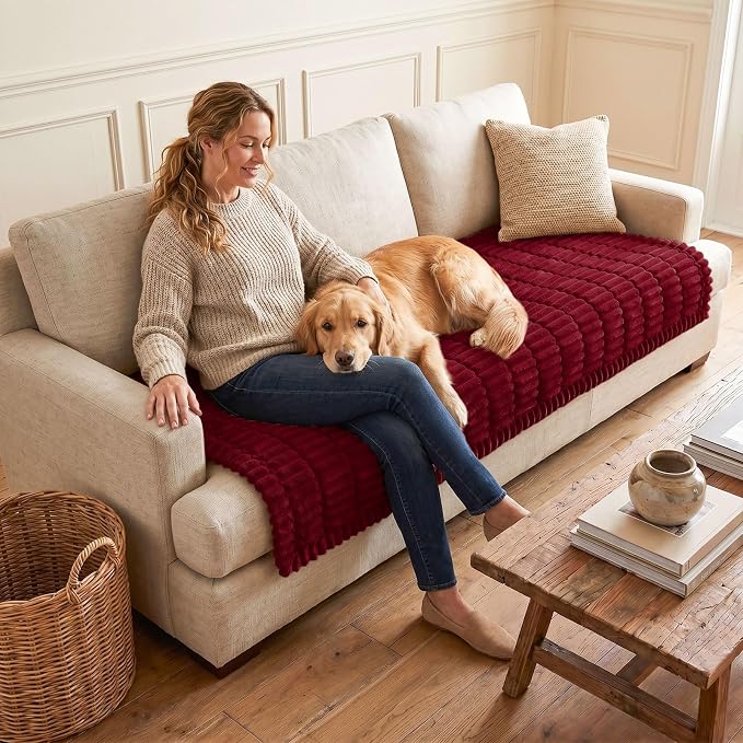 hyha Couch Cover for Dogs, Washable Non Slip Plush Flannel Sofa Protector | Thick Flannel, Anti-Slip Backing, Pet Hair & Scratch Protection, Fits Sofa & Loveseat (35.4" x 63") - Image 2