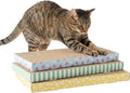 Kitty City 3-Pack XL Double Sided Corrugate Cat Scratcher Pads with Catnip - X-Large Horizontal Cat Scratcher Mats, Reversible Corrugate Nail File Scratchers - Spring Design, 18” x 10” Each by KittyCity