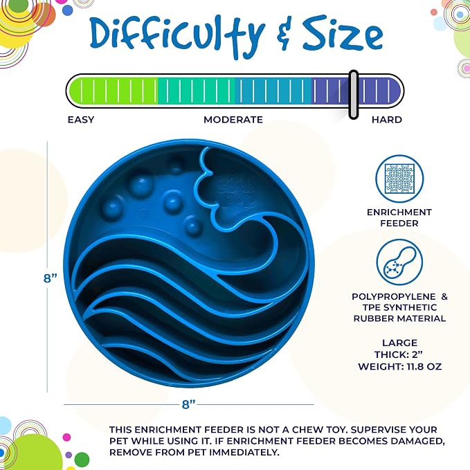 SodaPup Wave Enrichment Bowl – Durable Enrichment Slow Feeder Bowl Made in USA from Non-Toxic, Pet-Safe, Food Safe Material for Mental Stimulation, Slowing Down Eating, Healthy Digestion, & More - Image 5