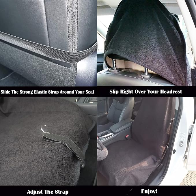 Car Seat Cover Protector Front Seats,for Gym Workout,Running,Swimming,Beach and Hiking,Waterproof Sweat Towel Bucket Seat Covers for Cars SUV Trucks (Black, 2Pcs) - Image 4