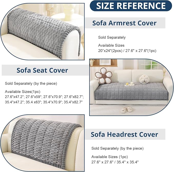OstepDecor Couch Cover for Dogs, Washable Non Slip Sofa Cover for Pets | Soft Couch Covers for Sofa, Loveseat and Sectional, Furniture Protector Against Pet Hair & Dirt (35.4" x 94.5", Grey) - Image 3