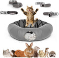 COZIWOW Cat Tunnel Bed for Indoor Cats, 2-in-1 with Splicing Design | Dual Material Cushion & Hanging Toys, Adjustable & Foldable Shape, Cat Donut Cave for Kitten/Bunnies(Grey) by COZIWOW