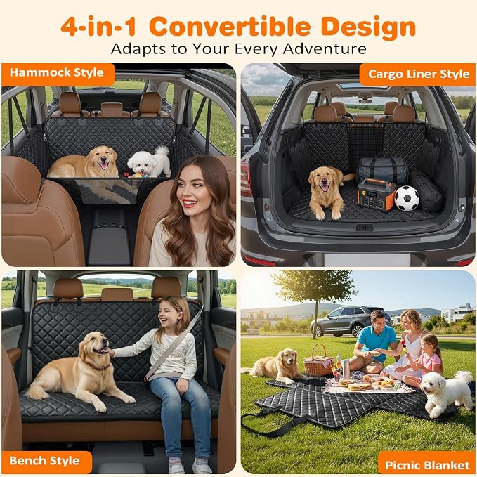 URPOWER XL Dog Seat Cover for Full-Size Truck Back Seat, Waterproof Hammock | Mesh Window, Side Flaps, 600D Oxford, Scratch Resistant, Non-Slip, Easy Install, Machine Washable, Pee Pad Included - Image 4