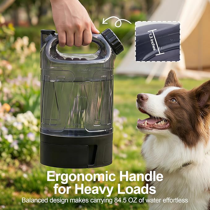 Portable Dog Travel Water Bottle 84 oz, Dog Camping Hiking Walking Beach Park Outdoor Essentials, Large Dog Water Bottle Bowl Dispenser, Leak Proof Pet Water Bottle for Dogs, - Image 5