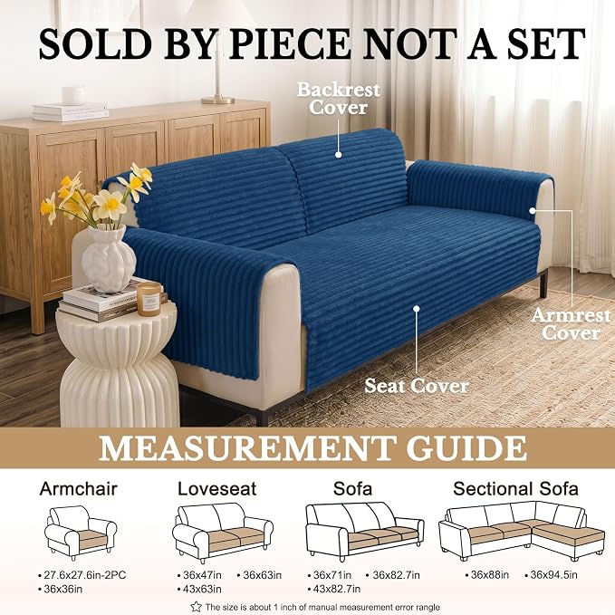 Smiry Waterproof Couch Cover for Dogs, Washable Non Slip Plush Protector | Waterproof Protection, Plush Flannel, Non Slip Backing, Pet Hair & Scratch Protection, Soft Cover (36" x 63") - Image 6