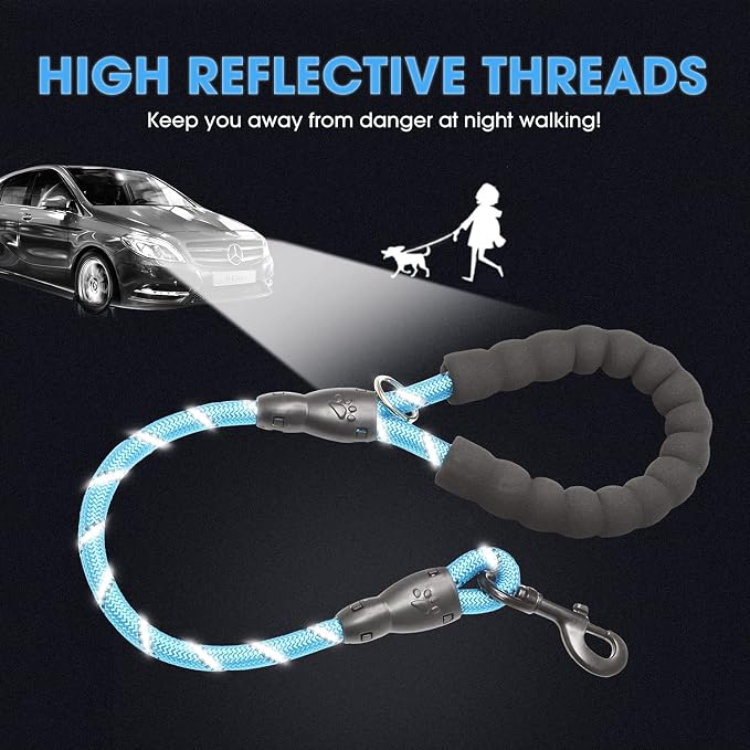 2/4/5/6 FT Dog Leash with Comfortable Padded Handle and Highly Reflective Threads for Small Medium and Large Dogs (2FT-1/2'', Blue) - Image 4