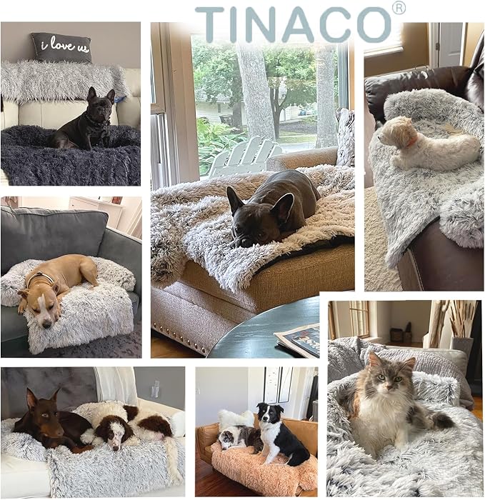 Calming Dogs/Cats Bed Mats, Dog Pad Washable Removable Couch Cover, Plush Long Fur Mat for Pets, Waterproof Lining, Perfect for Small, Medium and Large Dogs and Cats (Navy Blue, 34"x30") - Image 3