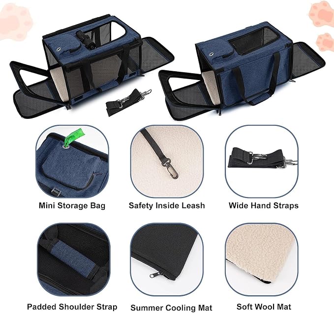 GAPZER Medium Cat Carrier Large Cat 15 lbs+ Soft Pet Car Cage Small Puppy | Privacy Protection Big Kitten Car Travel Cloth Carry Bag up to 20 lbs, Small Animal Portable Mesh Kennel Cage for Vet Visits - Image 4