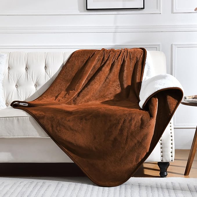 Soft Waterproof Blanket for Bed Couch Sofa, Caramel, 50x60 inches | Liquid Pee Proof Pet Blanket for Dog Puppy Cat, Reversible Sherpa Fleece Blanket for Couch Cover, Furniture Protector by Yaning