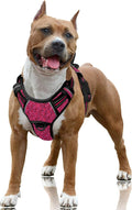 BARKBAY No Pull Dog Harness Large Reflective Dog Harness with Front Clip and Easy Control Handle for Walking Training Running with ID tag Pocket(Pink/Black,L) by BARKBAY