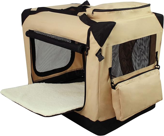 EliteField 3-Door Soft Dog Crate with Bed & Carrying Bag (2-Year Warranty) | 3 Mesh Doors, Steel Frame, Removable & Washable Crate Cover and Bed Cover, Storage Pockets, Indoor/Outdoor, Foldable - Image 3