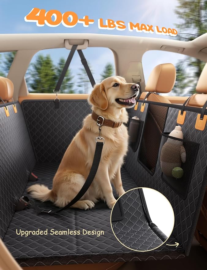 Lamicall Dog Car Seat Cover for Back Seat with Hard Bottom for Car & SUV L | Upgraded Anti-Ripped Back Seat Extender for Dogs, Waterproof Dog Hammock for Car with Mesh Window, Pet Backseat Protector - Image 8