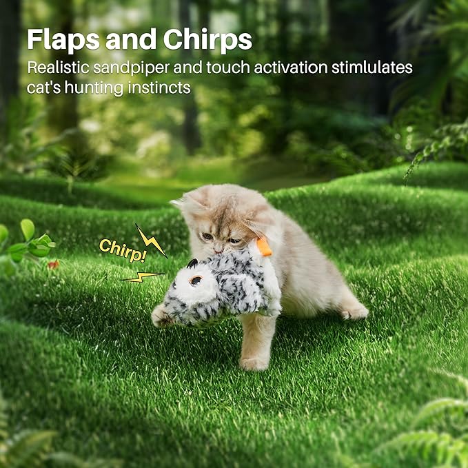 Potaroma Flapping Owl Cat Toys (No Flying), Lifelike Bird Chirp, Rechargeable Touch Activated Kitten Toy, Interactive Catnip Kicker Exercise Toys 4.0" for All Breeds | Rechargeable Touch Activated Kitten Toy, Interactive Catnip Kicker Exercise Toys 4.0... - Image 2