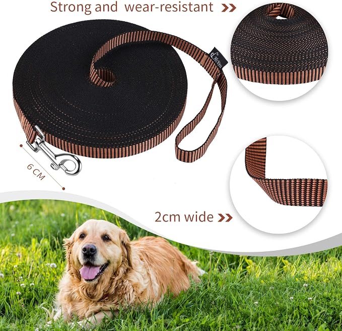 Hi Kiss Dog/Puppy Obedience Recall Training Agility Lead - 15ft 20ft 30ft 50ft 100ft Training Leash - Great for Training, Play, Camping, or Backyard(100ft,Black_Orange) - Image 5