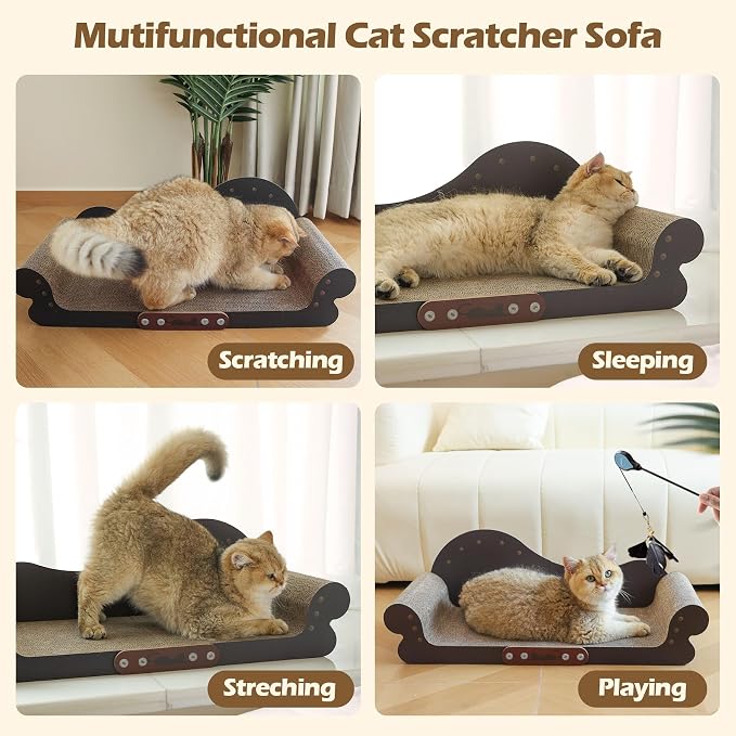 ComSaf Large Cat Scratcher Bed 26.7 in, Cardboard Cat Couch Scratch Pad | Cat Scratching Board, Sofa Lounger Shape, Furniture Protection, Indoor Floor Use, Adult Cats, Claw Care - Image 2