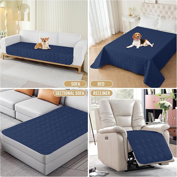 ZNSAYOTX Ultimate Cozy Blankets (30"x70") 100% Waterproof Sofa Mat Blanket for Dog Pets, Bed Couch Protector with Non-Slip Back Washable Durable, Pee Scratch Proof Easy to Clean (Navy Blue) - Image 7