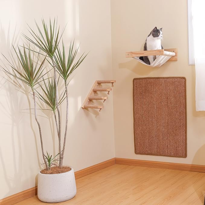 FUKUMARU Cat Scratcher Mat, 23.6 X 31.5 Inch Natural Sisal Cat Scratch Mat | Horizontal Cat Scratching Pad Mat Floor Rug with Sticky Tapes, Cat Wall Scratcher for Indoor Cats, Protect Couch and Carpet - Image 5