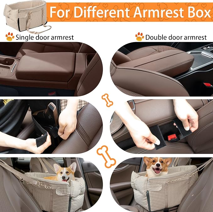 Center Console Dog Car Seat for Small Dogs, Removable Pet Seat with Cushion Board Safety Belt,Console Dog Car Seats for Small Puppy Up to 15 Lbs - Image 5